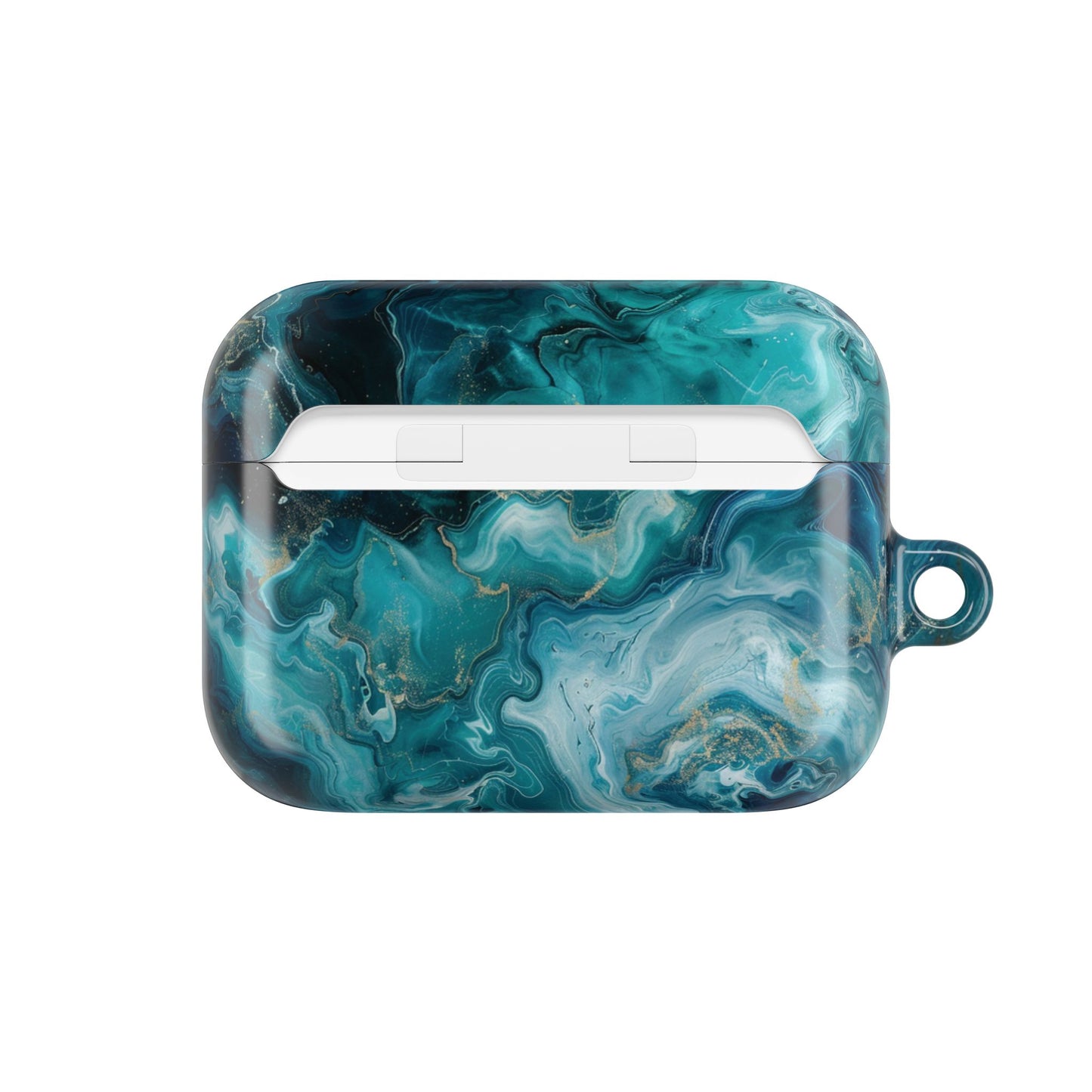 Ocean Marble AirPods Case – Turquoise & Gold Swirl Glossy Cover for Apple AirPod