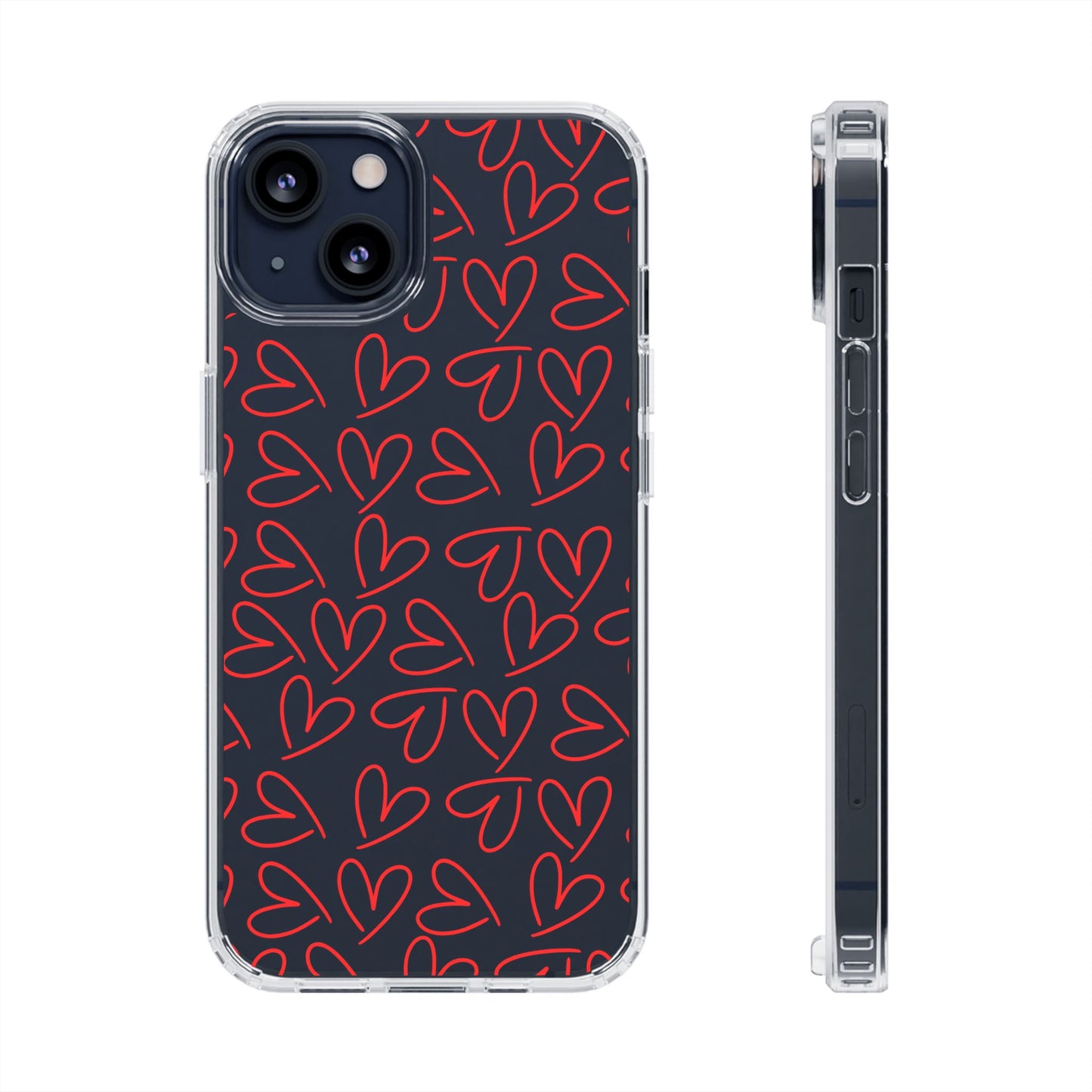 Red Heart Transparent Phone Case – Slim 3D Wrap Cover for iPhone and Samsung