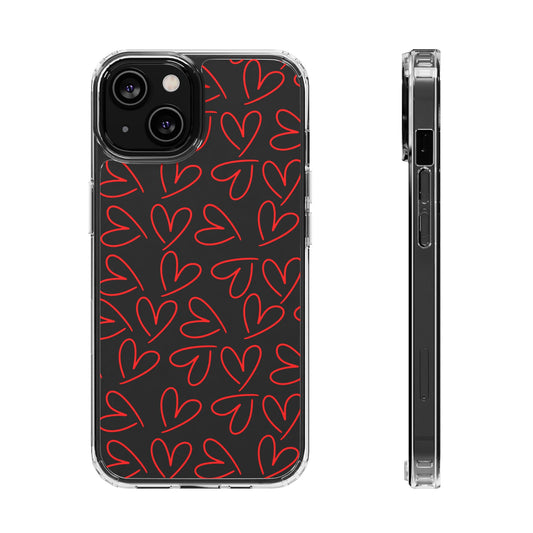 Red Heart Transparent Phone Case – Slim 3D Wrap Cover for iPhone and Samsung