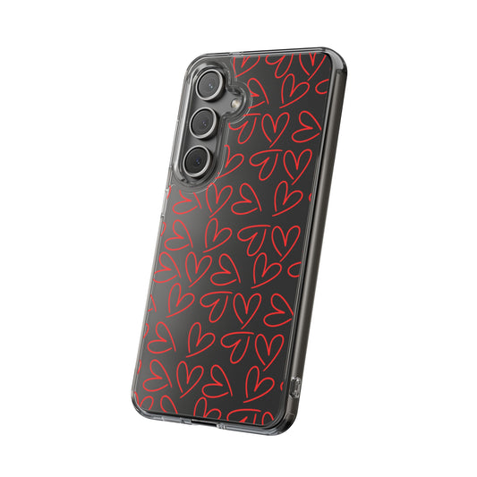 Red Heart Transparent Phone Case – Slim 3D Wrap Cover for iPhone and Samsung