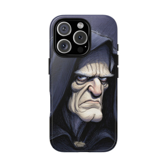 Gothic villain iPhone case with dark hooded antihero illustration – edgy phone cover for fantasy lovers, gothic art fans, and dark aesthetic style