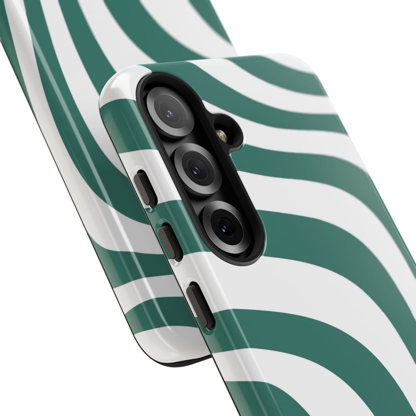 Samsung phone case with green and white wavy lines – retro aesthetic design for modern minimalist protection